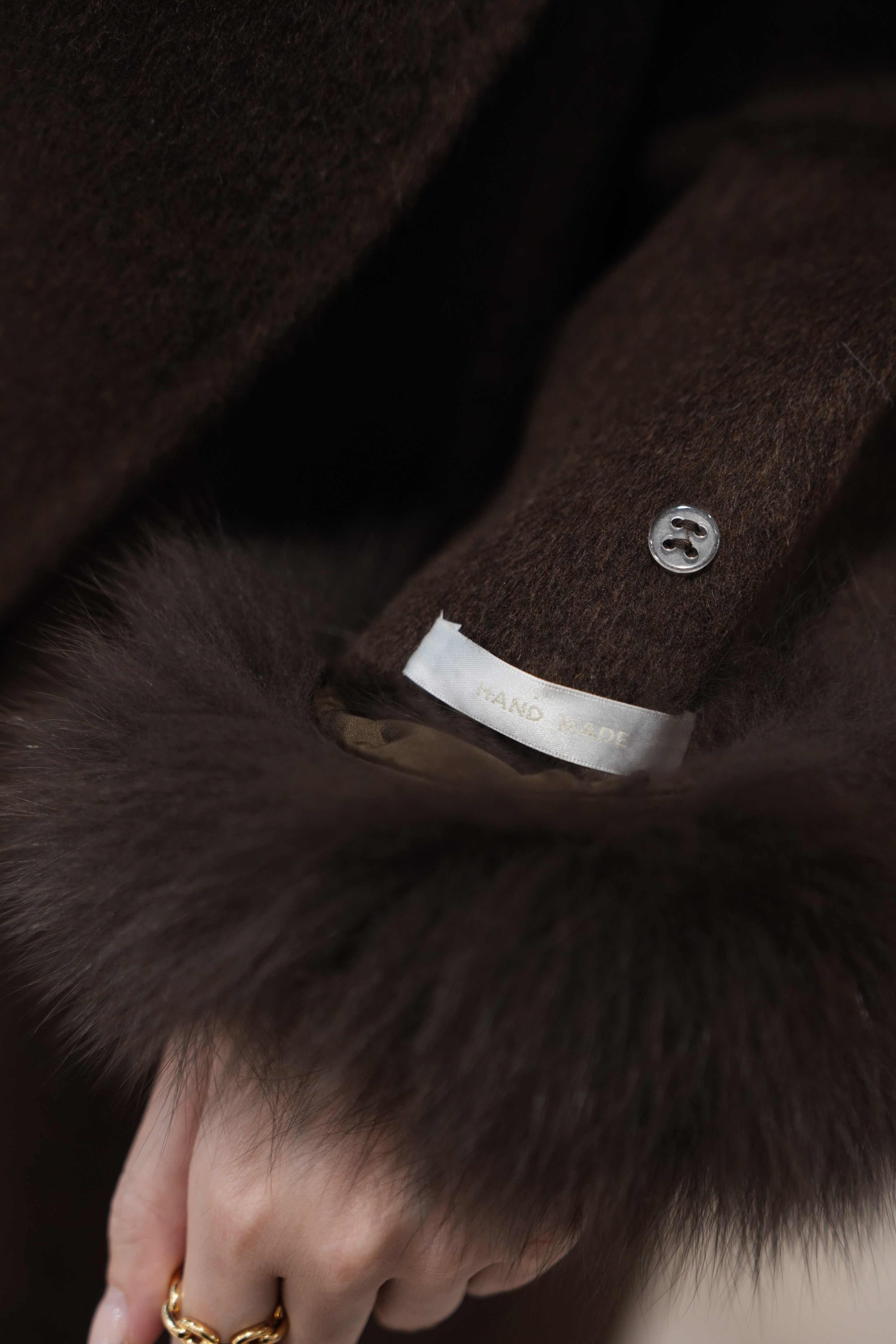 【Premium Made】Brown Luxe Wool Coat with Fox Fur