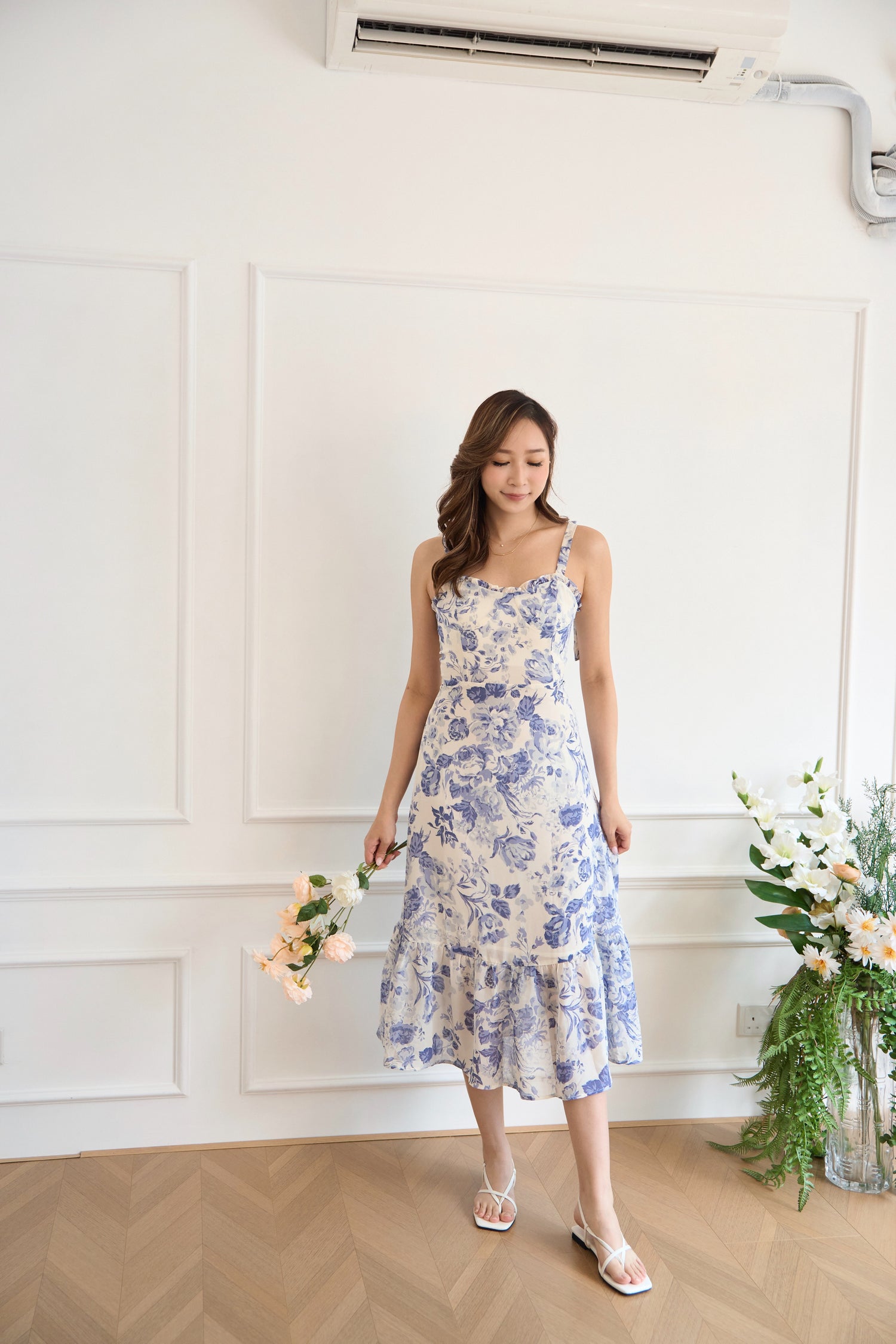 French Floral Midi Dress